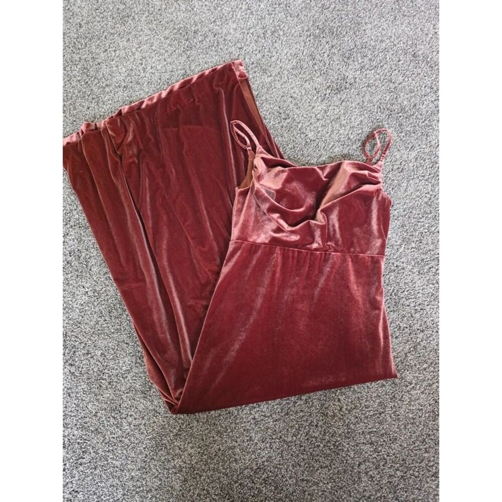 Revelry Skye Velvet Maxi Gown Dress Women's Size 4 Small S Cinnamon Dusty Rose E